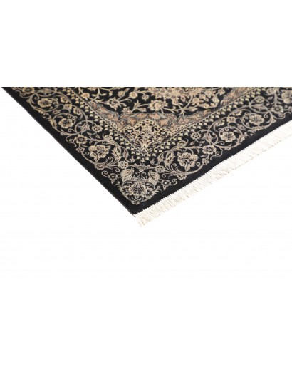 Tappeto Ghom seta Persia grigio azzurro 58x88