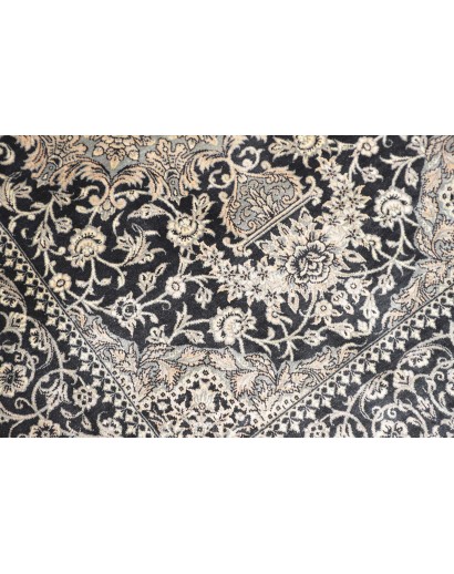 Tappeto Ghom seta Persia grigio azzurro 58x88