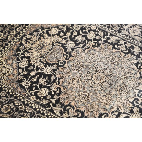 Tappeto Ghom seta Persia grigio azzurro 58x88