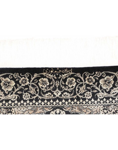 Tappeto Ghom seta Persia grigio azzurro 58x88