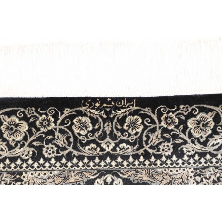 Tappeto Ghom seta Persia grigio azzurro 58x88