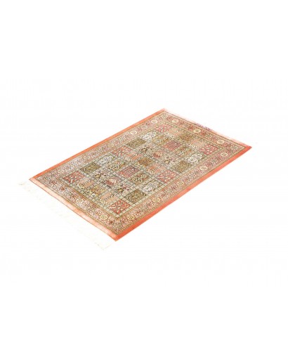 Tappeto Ghom seta Persia giallo grigio 60x86