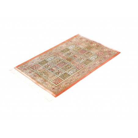 Tappeto Ghom seta Persia giallo grigio 60x86