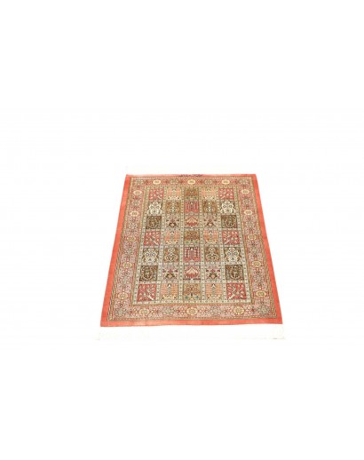 Tappeto Ghom seta Persia giallo grigio 60x86
