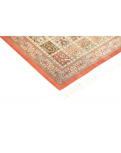 Tappeto Ghom seta Persia giallo grigio 60x86