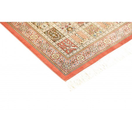 Tappeto Ghom seta Persia giallo grigio 60x86