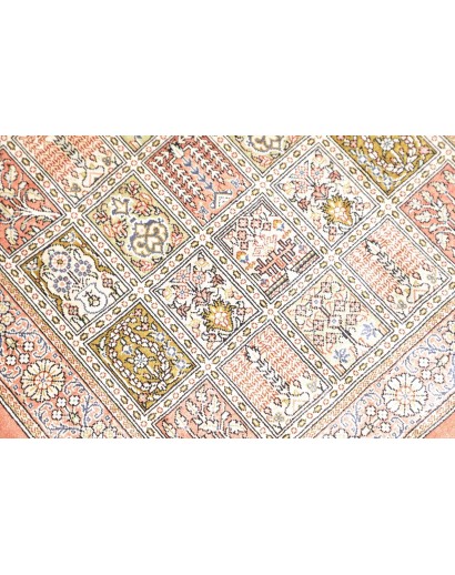 Tappeto Ghom seta Persia giallo grigio 60x86