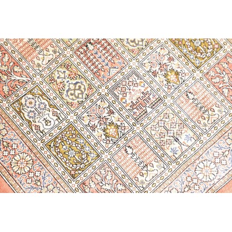 Tappeto Ghom seta Persia giallo grigio 60x86