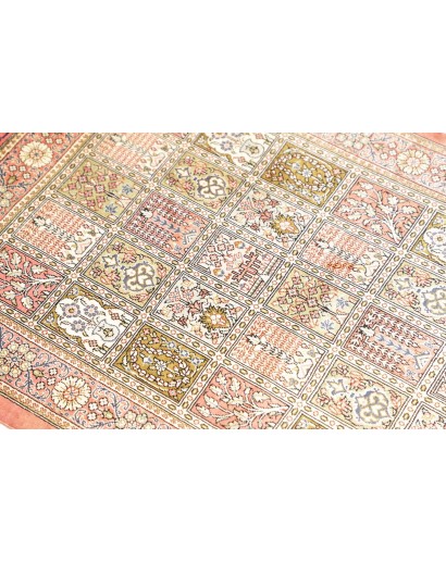 Tappeto Ghom seta Persia giallo grigio 60x86