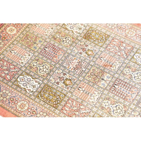 Tappeto Ghom seta Persia giallo grigio 60x86