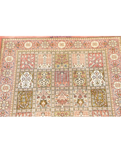 Tappeto Ghom seta Persia giallo grigio 60x86