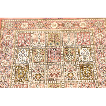 Tappeto Ghom seta Persia giallo grigio 60x86
