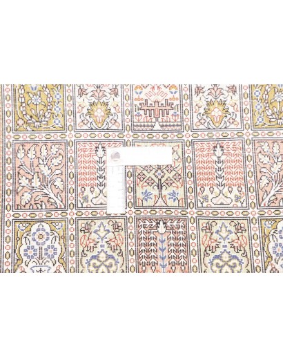 Tappeto Ghom seta Persia giallo grigio 60x86