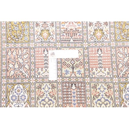 Tappeto Ghom seta Persia giallo grigio 60x86
