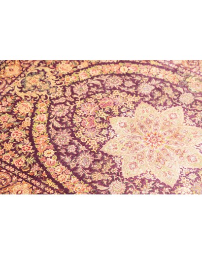 Tappeto Ghom seta Persia marrone 80x117