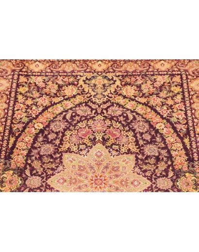 Tappeto Ghom seta Persia marrone 80x117
