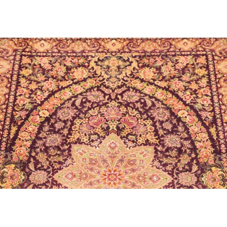 Tappeto Ghom seta Persia marrone 80x117