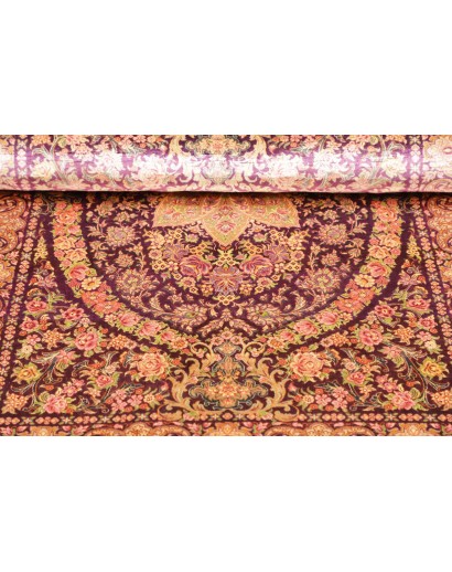 Tappeto Ghom seta Persia marrone 80x117