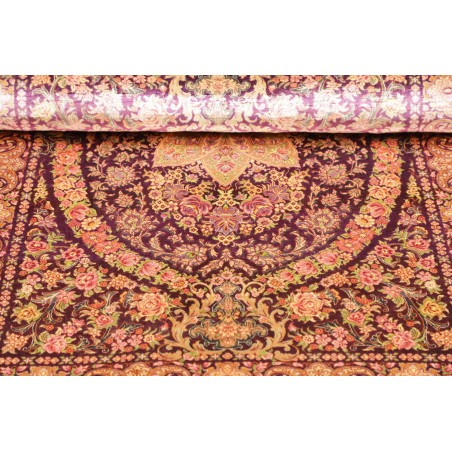 Tappeto Ghom seta Persia marrone 80x117