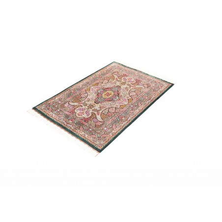 Tappeto Ghom seta Persia bianco grigio 80x119