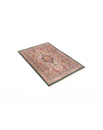 Tappeto Ghom seta Persia bianco grigio 80x119