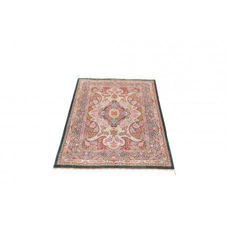 Tappeto Ghom seta Persia bianco grigio 80x119