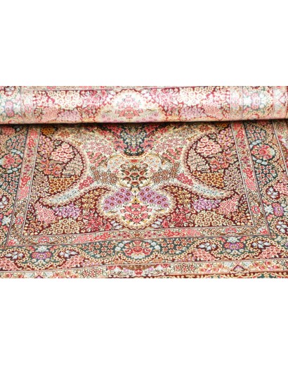 Tappeto Ghom seta Persia bianco grigio 80x119