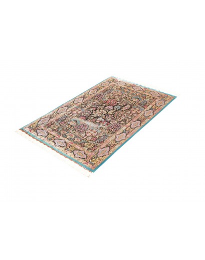 Tappeto Ghom seta Persia beige marrone 79x124
