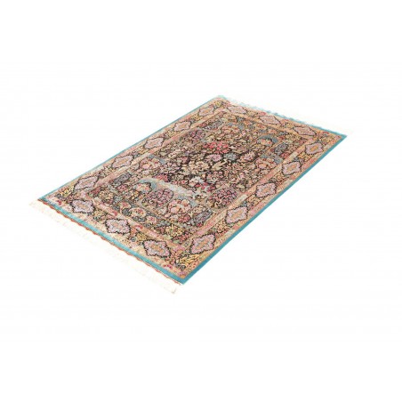 Tappeto Ghom seta Persia beige marrone 79x124