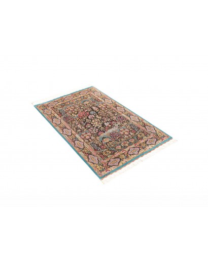 Tappeto Ghom seta Persia beige marrone 79x124