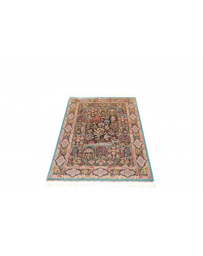 Tappeto Ghom seta Persia beige marrone 79x124