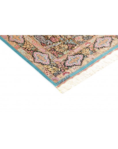 Tappeto Ghom seta Persia beige marrone 79x124