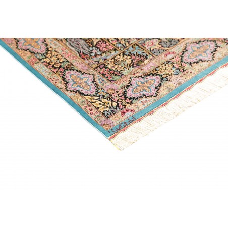 Tappeto Ghom seta Persia beige marrone 79x124