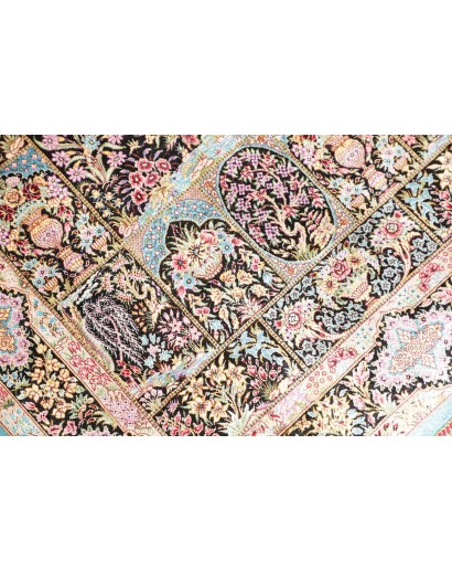 Tappeto Ghom seta Persia beige marrone 79x124