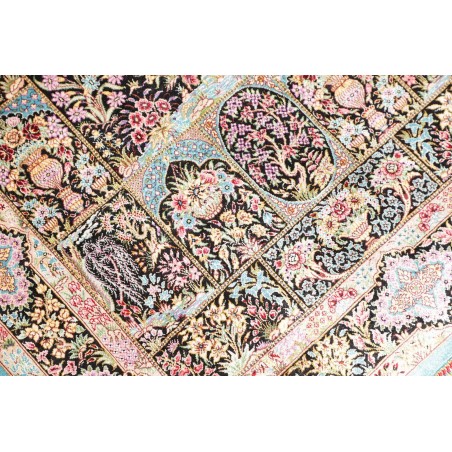 Tappeto Ghom seta Persia beige marrone 79x124
