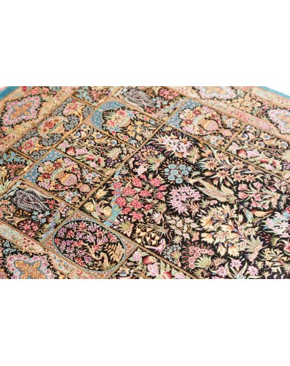 Tappeto Ghom seta Persia beige marrone 79x124