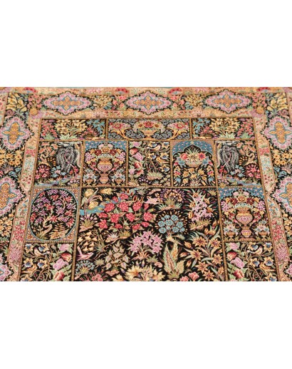 Tappeto Ghom seta Persia beige marrone 79x124