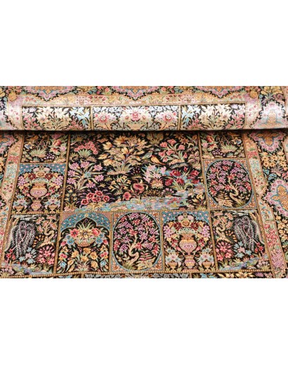 Tappeto Ghom seta Persia beige marrone 79x124
