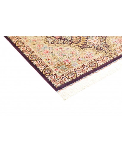 Tappeto Ghom seta Persia giallo grigio 79x117