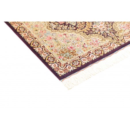 Tappeto Ghom seta Persia giallo grigio 79x117