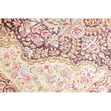 Tappeto Ghom seta Persia giallo grigio 79x117