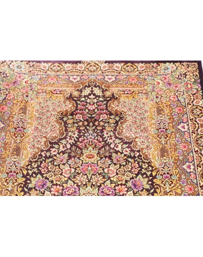 Tappeto Ghom seta Persia giallo grigio 79x117