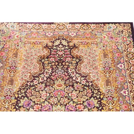Tappeto Ghom seta Persia giallo grigio 79x117