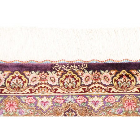 Tappeto Ghom seta Persia giallo grigio 79x117