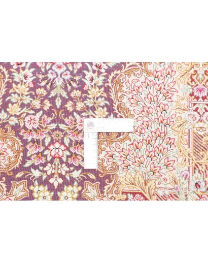 Tappeto Ghom seta Persia giallo grigio 79x117