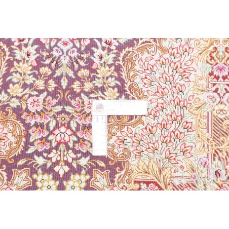 Tappeto Ghom seta Persia giallo grigio 79x117