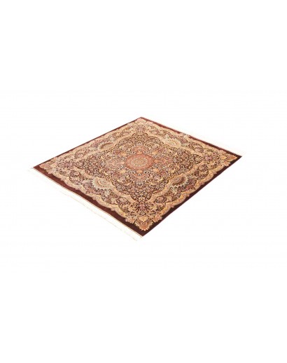 Tappeto Ghom seta Persia marrone beige 96x108