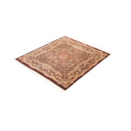 Tappeto Ghom seta Persia marrone beige 96x108