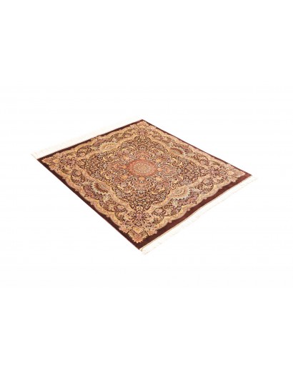 Tappeto Ghom seta Persia marrone beige 96x108