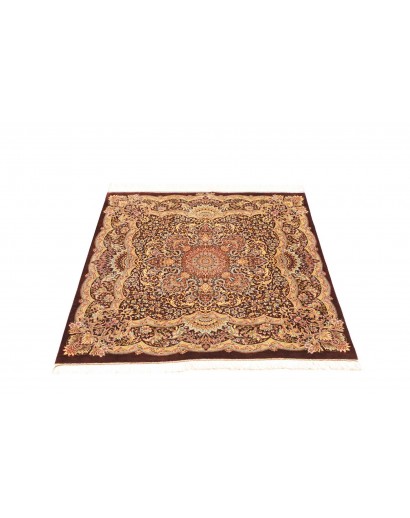 Tappeto Ghom seta Persia marrone beige 96x108